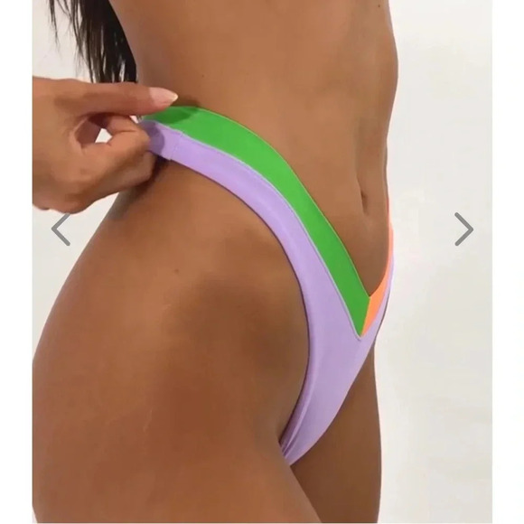 NWT OneOne Swimwear Bikini SET Wellfleet Purple Green Orange Lilac Kameron Jesse - Picture 4 of 13